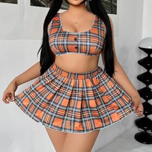 Lingerie érotique grande taille, uniforme à carreaux, jeu de rôle érotique, chemise de nuit érotique, uniforme, ensemble de lingerie sexy - Product Image 3