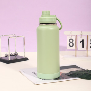 Bouteille d'eau en acier inoxydable de 32 oz, double paroi, isolation sous vide, bouteille d'eau en acier inoxydable de 1 litre, base en silicone protectrice - Product Image 5