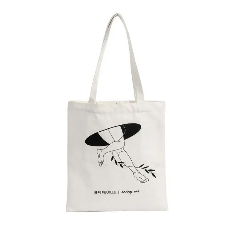 Silk screen printing white cotton twill fabric souvenir tote bag for shopping