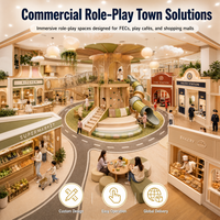 Casa de juegos con tobogán, área de juegos suave modular, certificada CE, zona infantil para centros comerciales, carretera de tráfico, aldea de simulación, área de juego de roles