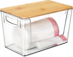 Contenedores Apilables Transparentes de Plástico con Tapa y Asa, Organizador de Cocina, Dispensador de Bolsas de Basura - Product Image 3