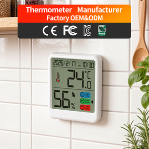 卸売デジタル室内温度計湿度計寝室用高精度卓上温度湿度モニター（カレンダー時計付き） - Product Image 1