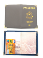 Portefeuille de voyage en cuir PU avec logo personnalisé, style américain, porte-cartes ouvert avec fente pour billet, pour passeport et autres documents
