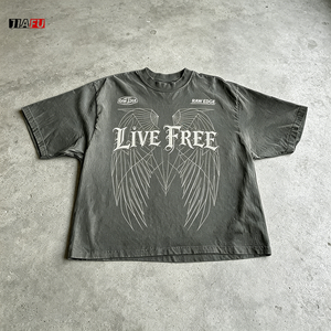 280Gsm ODM Men <strong>Tshirts</strong> 2026 New Streetwear 100% Cotton Vintage Boxy Acid Wash Graphic T-shirt Custom Graphic High Quality - Product Image 1
