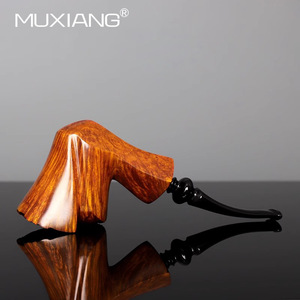Muxiang Wooden Tobacco Pipe Bent Type Light Glossy Finish For Men Smoking - Product Image 1
