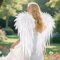 Ailes d'ange et de démon blanches, grandes, pour adulte, en plumes classiques, accessoire photo, décoration pour fête d'Halloween et performance