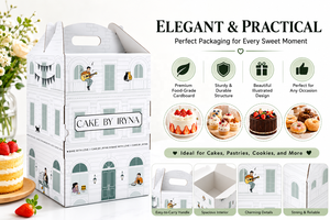 Scatola per Torte Alta Personalizzata con Manico e Apertura Laterale, Confezione in Carta per Torte di Compleanno, Bambole, Giocattoli e Regali - Product Image 4