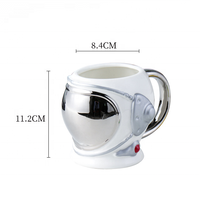 Madou 550ml Tasse en céramique de porcelaine fine en forme de casque d'astronaute 3D créatif - Grande capacité, cadeau d'affaires pour la rentrée scolaire, vente en gros