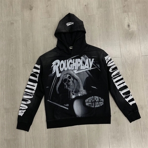 Felpa con Cappuccio da <span class=keywords><strong>Uomo</strong></span> con Strass di Alta Qualità, Stampa Diretta con Inchiostro Bianco, Abbigliamento Sportivo all'Ingrosso - Product Image 2