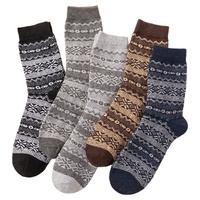 7202 Chaussettes mi-mollet vintage en coton pour hommes, chaussettes longues chaudes tricotées absorbant la transpiration pour le printemps, l'automne et l'hiver