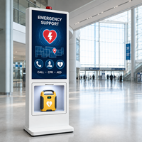 Quiosco AED con Señalización Digital, Desfibrilador Inteligente, Estación de Emergencia, Pantalla Táctil LCD de 43 Pulgadas, Sistema Operativo Android para Hospitales y Oficinas