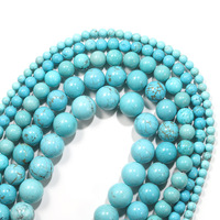 Perles rondes en pierre en gros 4mm 6mm 8mm 10mm Turquoise bleue, fil de pierres précieuses en vrac pour la fabrication de bijoux fantaisie