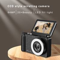 A67B Dijital Fotoğraf Makinesi 18X Zoom Güzellik Dolgu Işığı 180 °   Ekranı Çevirme Özelliği 4K Video Kaydı 64MP Fotoğraf Çekimi 2000mAh OTG Web Kamerası Çocuklar için PC Kamerası