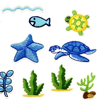 Patch brodé à thème marin, motif Nuage marin, Cocotier, Bouée, Bateau, avec support thermocollant pour étiquette de bagage et décoration de sac
