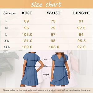 Vestido corto de verano con cuello en V, cinturón, mangas de pétalo, corte ajustado y acampanado, informal, para fiesta, tejido transpirable para mujer. - Product Image 6