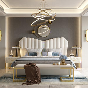 Cama Tapizada CK208, Cama King Size Doble de Lujo, Muebles de Dormitorio para Proyectos Hoteleros, Madera Maciza, Moderna, Juego de Cama King Size Grande - Product Image 6