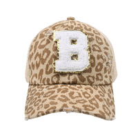 Huruf 26 Alfabet Chenille Patch Jaring Trucker Topi Ekor Kuda Antik Jaring Macan Tutul Cetak Topi Bisbol Logo Kustom