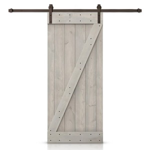Kit de quincaillerie pour porte coulissante de grange en <span class=keywords><strong>bois</strong></span> de pin noueux teinté style ferme GUJIE Z, utilisation intérieure imperméable, garantie 1 an - Product Image 1