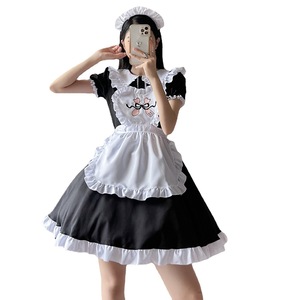Maid Costume Embroidered Black Polyester Dress For Cosplay Anime Role Play Spring 2022 - Product Image 3