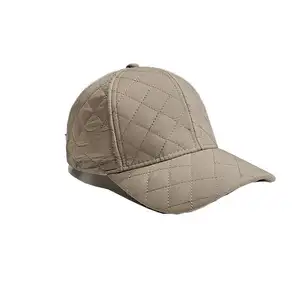 High Quality Hot Selling Niche Design Sense Down Cotton Pressed Check Warm Baseball Cap Winter Embroidery Simple Bull Cap