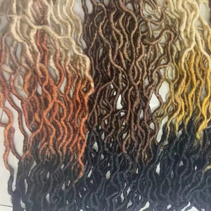 Goddess Locs Cabello de ganchillo 14 pulgadas 7 paquetes Rizado Faux Locs Cabello de ganchillo con extremos rizados River Locs Trenzas de ganchillo con extremos rizados - Product Image 1