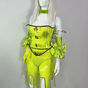 Vestido Verde para Fiesta, Cantante, Espectáculo, Disfraz de Baile, Tecnología Verde, Transparente, Atuendo para Fiesta en Club, Discoteca, Baile - Product Image 1