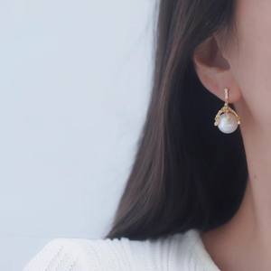 อุปกรณ์ทำเครื่องประดับมุก DIY ต่างหูเงินแท้ S925 พร้อมลูกปัดกลมขนาด 11-14 มม. ถาดใส่ต่างหูเปล่า เครื่องประดับเงินแฟชั่น - Product Image 4