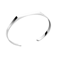 Bracelet de manchette en acier inoxydable tendance minimaliste pour homme Bracelet ouvert tendance Logo personnalisé à graver Style Hip Hop Plaqué Argent