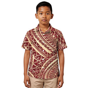 Chemise d'été respirante à manches courtes pour garçon, motif tribal polynésien Elei, personnalisable, tendance, en promotion - Product Image 3