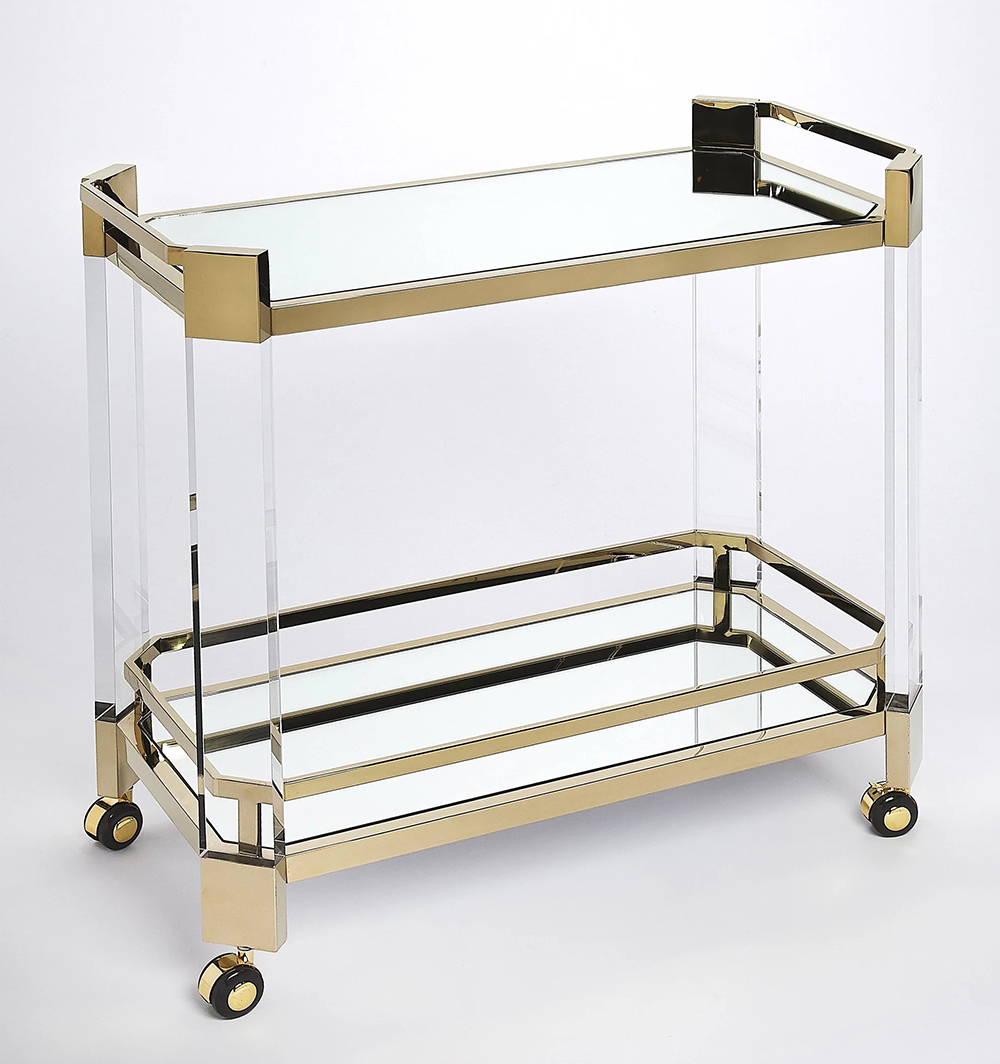JAYI пользовательская прозрачная акриловая Сервировочная Тележка Lucite Bar Cart