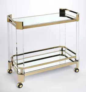 Jayi Custom Clear Acryl Serveren Winkelwagen Lucite Bar Winkelwagen