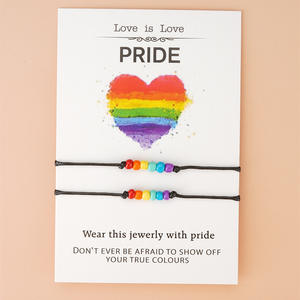 2 unids/set Love Is Love Rainbow Pride Wish pulsera Rainbow LGBT cuerda pulsera <span class=keywords><strong>Gay</strong></span> Pride joyería para Mujeres Hombres <span class=keywords><strong>amistad</strong></span> regalo - Product Image 4