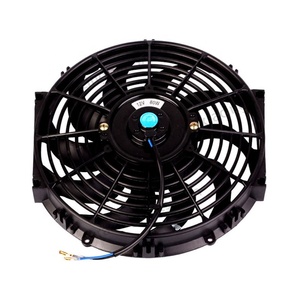 Black 12" DC 12V 80W Curved 10 Blade Universal Auto Racing Parts Slim Radiator Fan Cooling System Radiator Cooling Fan