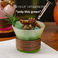 Diffuseur d'encens sans flamme vert en pierre, coffret cadeau en cristaux naturels avec parfum longue durée pour la maison