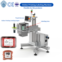 Machine d'étiquetage automatique en ligne SKILT pour barquettes de viande emballées