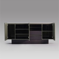 Buffet moderne minimaliste de 2 m en placage de chêne blanc naturel, armoire de salle à manger laquée vert armée pour mobilier de maison