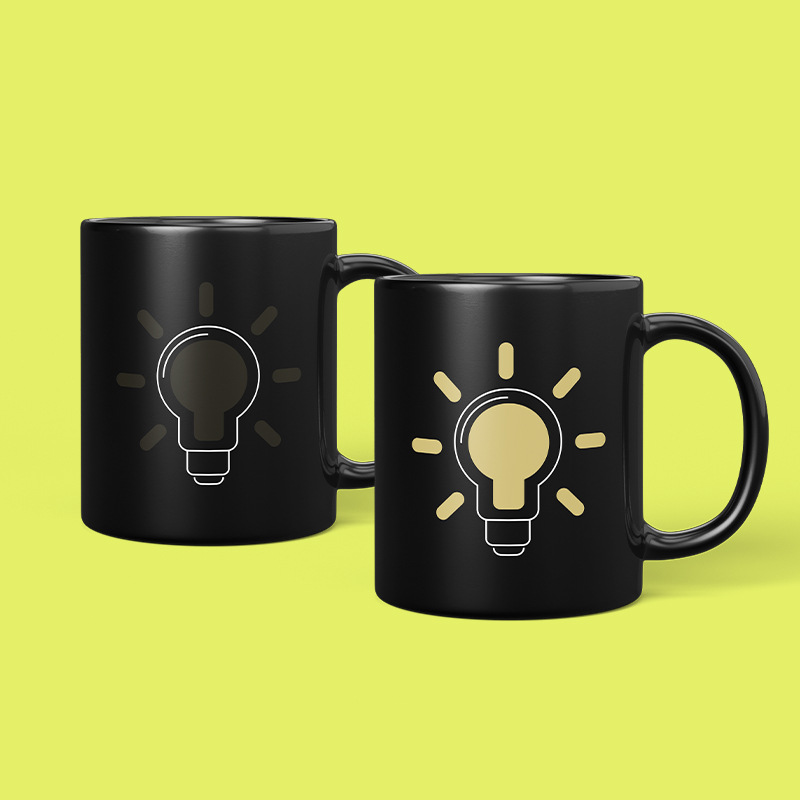 Light bulb color-changing ceramic cup