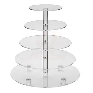 Custom 2 3 5 Tier Round Clear Food Display Stand Cupcake Stand Tower Acrylic Wedding Cake Stand