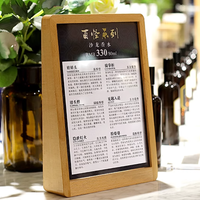 Vente en gros de panneaux en acrylique double face en forme de L écologiques avec base en bois, présentoir portable pour cartes de visite en plastique PMMA