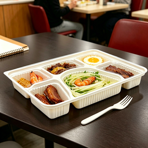 Disposable 900ml 6 Compartment Corn Starch PP Blister Fast Food Container Compostable Take Out <b>Lunch</b> <b>Box</b> - Product Image 4