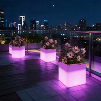 Pot de fleurs lumineux LED moderne et contemporain, lumière RGB, télécommande, étanche, décoration de terrasse extérieure