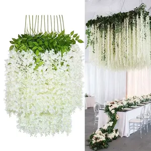 Bán buôn lớn Nhân Tạo Màu Hồng Wisteria treo dây leo hoa trang trí cho đám cưới vòm vườn ngoài trời số lượng lớn - Product Image 4