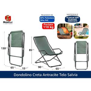 Sedia a dondolo Anthracite Crete con rivestimento verde salvia - Product Image 1