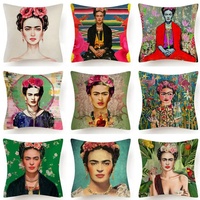 Housse de coussin en coton et lin personnalisée en gros, peinture à l'huile de beauté, portrait de femme, avatar