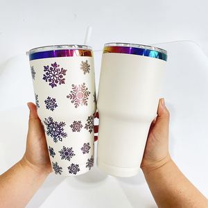 Vaso Personalizado de Acero Inoxidable de Doble Pared con Logotipo Personalizado, 30 oz, con Recubrimiento Holográfico Arcoíris para Grabado Láser - Product Image 3