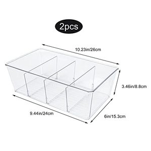 Organisateur de rangement alimentaire en plastique moderne à 4 compartiments pour cuisine, boîte de rangement pour garde-manger en PET avec séparateurs amovibles pour sachets et pochettes - Product Image 1