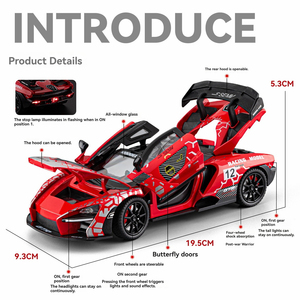Voitures miniatures en métal 1:24 <span class=keywords><strong>McLaren</strong></span> <span class=keywords><strong>Senna</strong></span> Latte Art avec son et lumière, supercar à rétrofriction, modèle décoratif, jouets de collection - Product Image 3