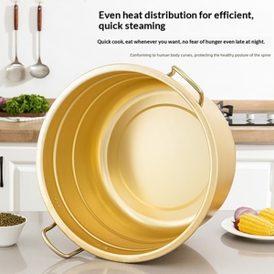 High Quality Commercial Grade Aluminum Stock <b>Pot</b> with <b>Lid</b> Large Capacity Heavy Duty Soup Cooking <b>Pot</b> for Restaurant Catering - Product Image 3