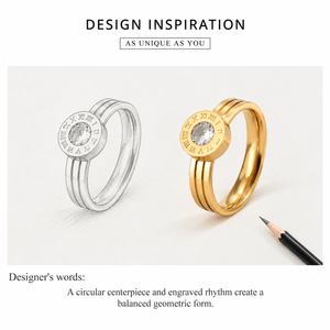 Anillo Redondo de Circonita, Acero Inoxidable, Chapado al Vacío en Oro de 14K, Joyería de Circonita - Product Image 4