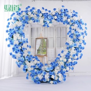 Arche florale en forme de cœur Greenway, support de toile de fond de mariage avec roses bleues, 1,8 m, décoration - Product Image 4